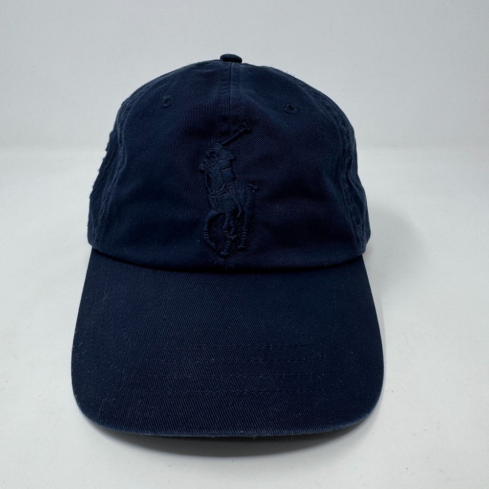 Polo Ralph Lauren Large Pony Baseball Cap Hat Belt Back Solid Blue